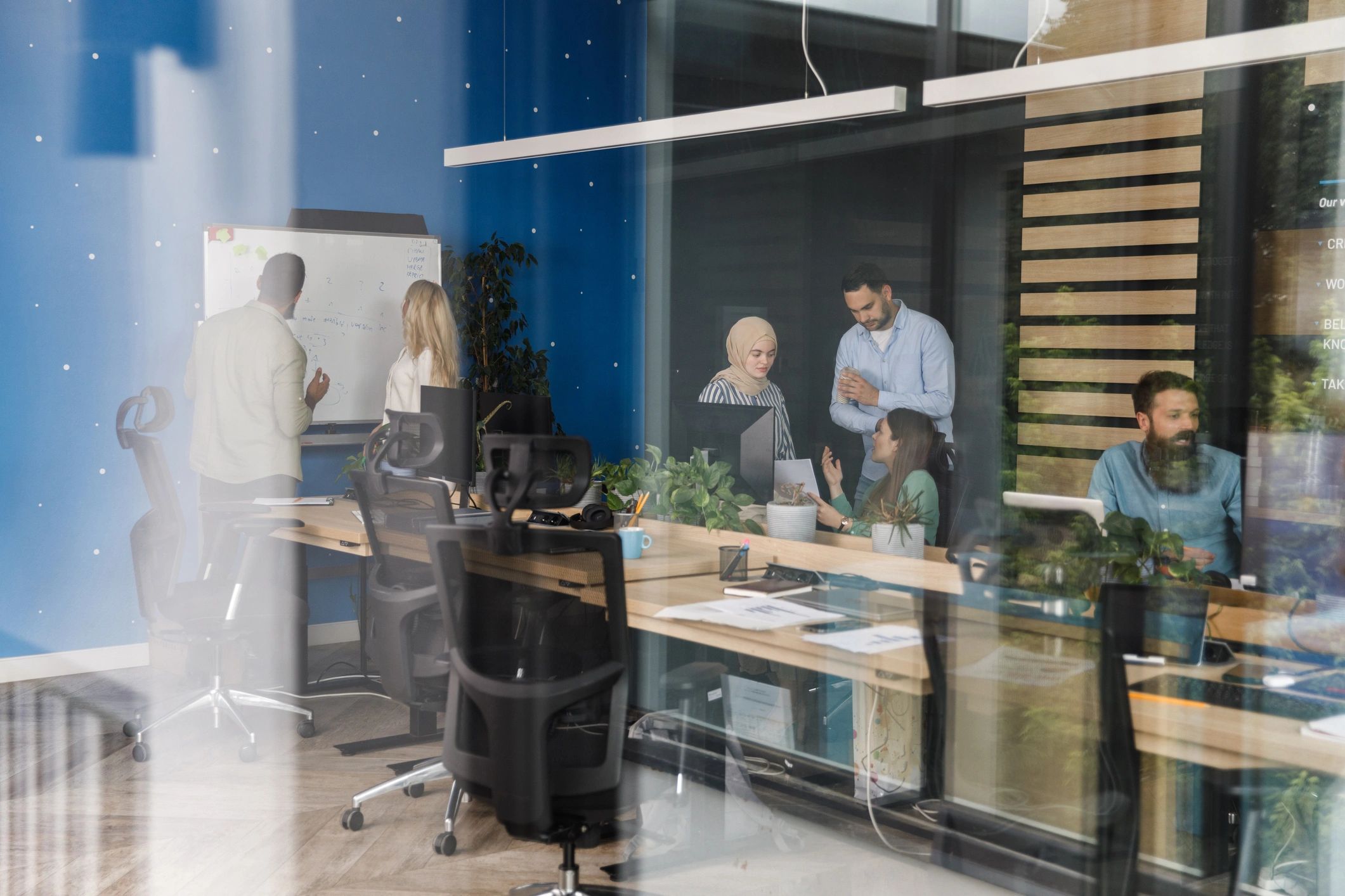 Teams discussing ideas and strategies in an office